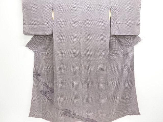 JAPANESE KIMONO / ANTIQUE KIMONO / SILK / MON KINSHA / STREAM